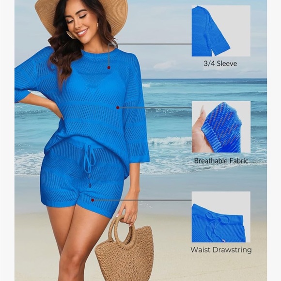 Younique Blue Women's Swim Cover-Up Set - Picture 1 of 5